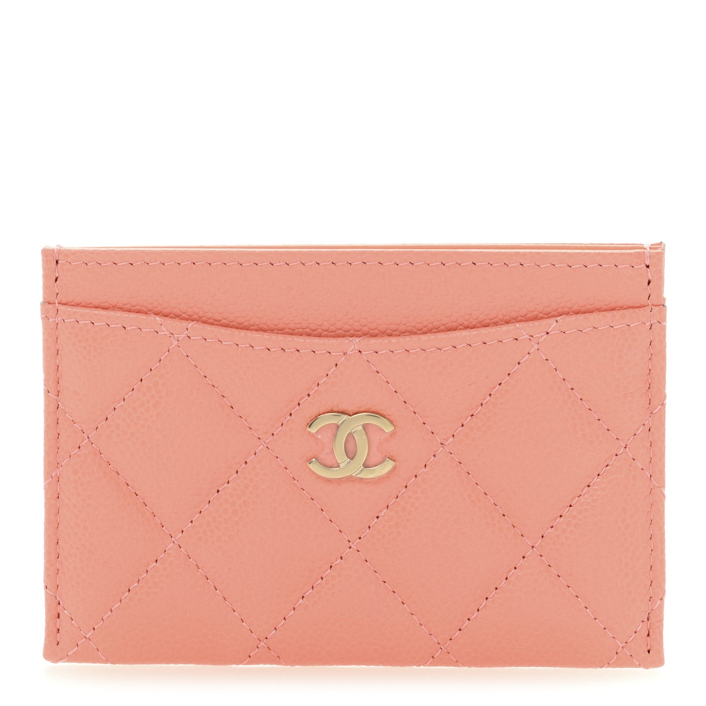 Caviar Quilted Card Holder Orange