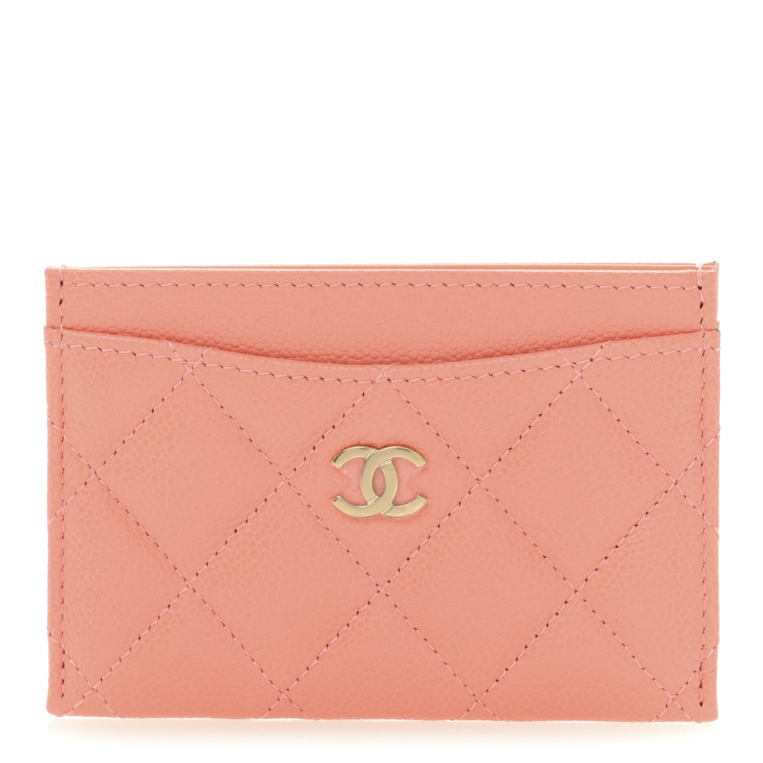 Chanel Caviar Quilted Card Holder Orange 1 of 8