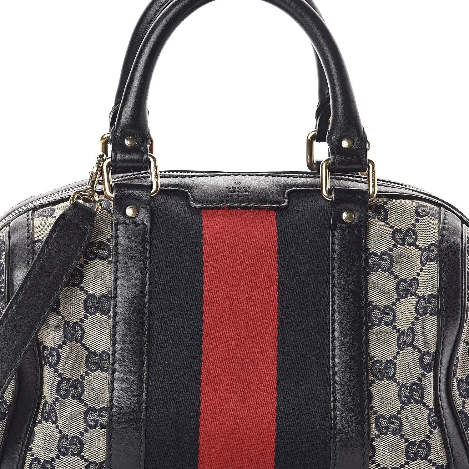 Gucci Monogram Vintage Web Small Boston Navy 7 of 10
