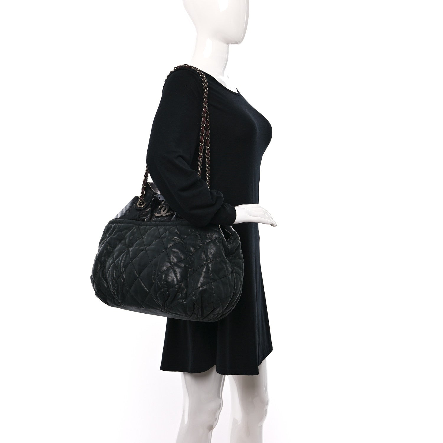 Chanel Iridescent Calfskin Quilted Large In The Mix Tote Black 2 of 14
