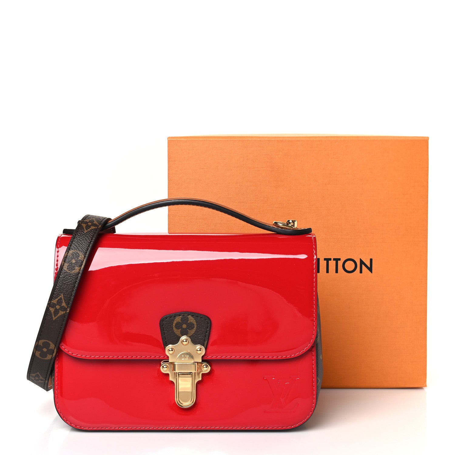 Louis Vuitton Patent Calfskin Monogram Cherrywood BB Scarlet 9 of 9