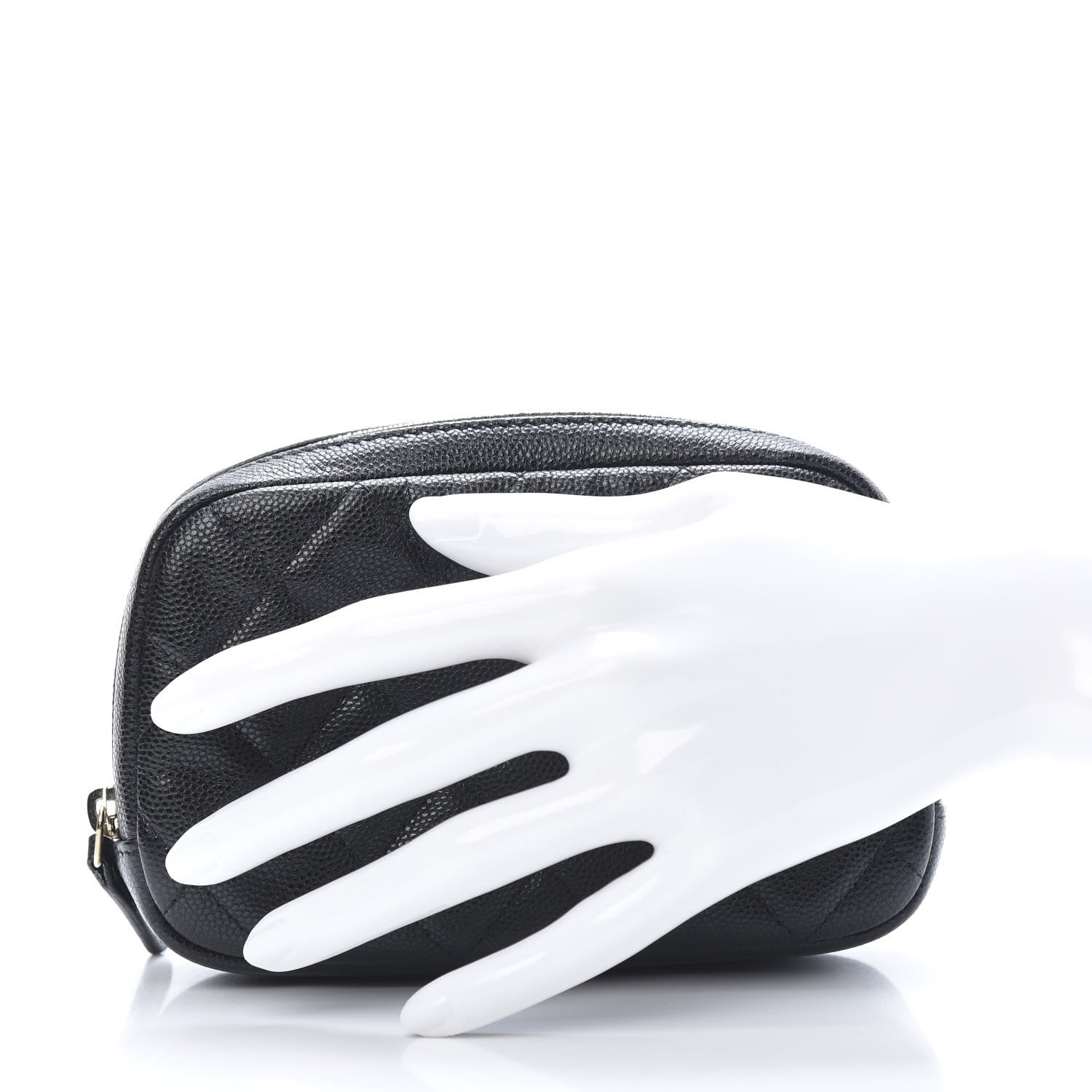 Chanel Caviar Quilted Small Curvy Pouch Cosmetic Case Black 2 of 8