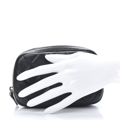 Chanel Caviar Quilted Small Curvy Pouch Cosmetic Case Black 2 of 8