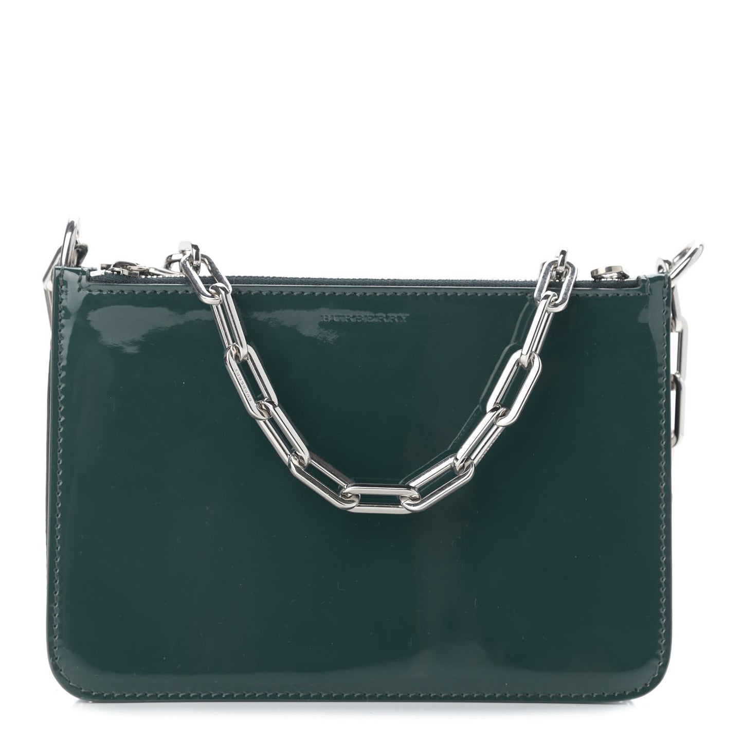 Patent Calfskin Penhurst Chain Triple Zip Shoulder Bag Green