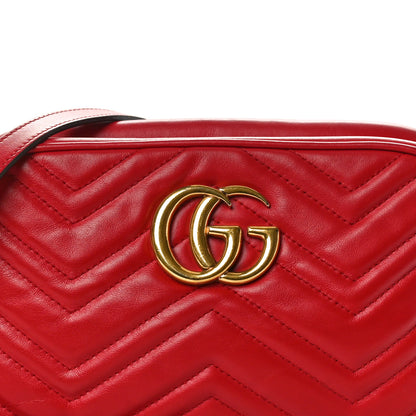 Gucci Calfskin Matelasse Small GG Marmont Chain Shoulder Bag Hibiscus Red 8 of 10