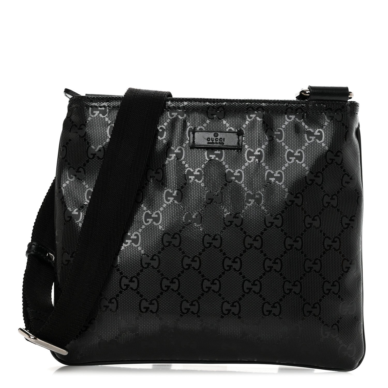 Gucci Imprime Monogram Small Flat Messenger Bag Black 1 of 11