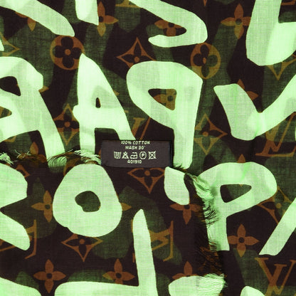 Louis Vuitton Cotton Graffiti Pareo Green 4 of 5