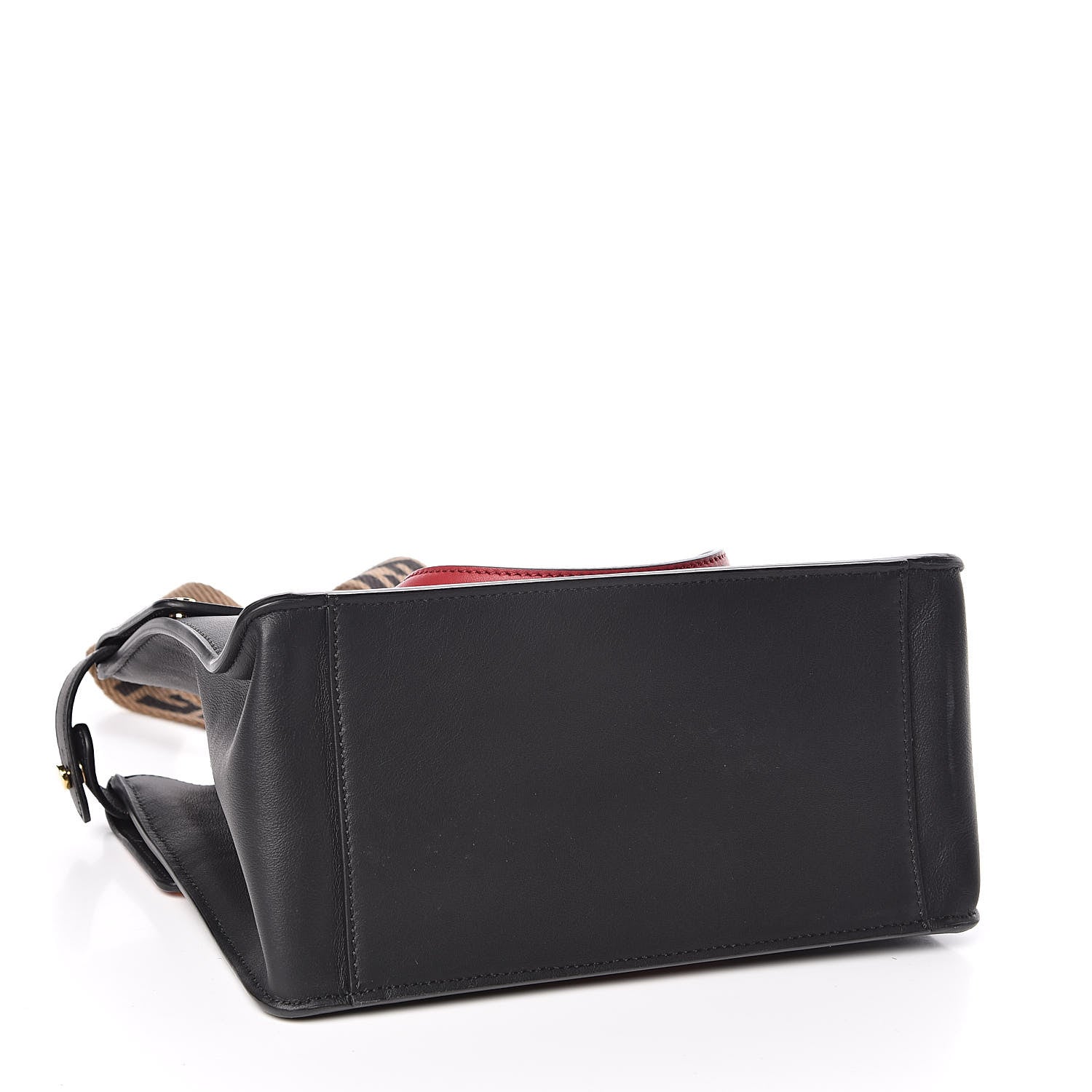 Fendi Vitello Grace Suede Small Flip Tote Black Fragola Marrone 4 of 9