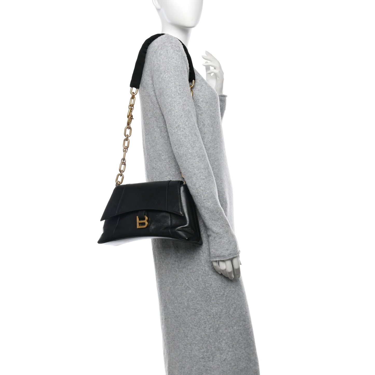Paper Calfskin S Downtown Chain Shoulder Bag Black