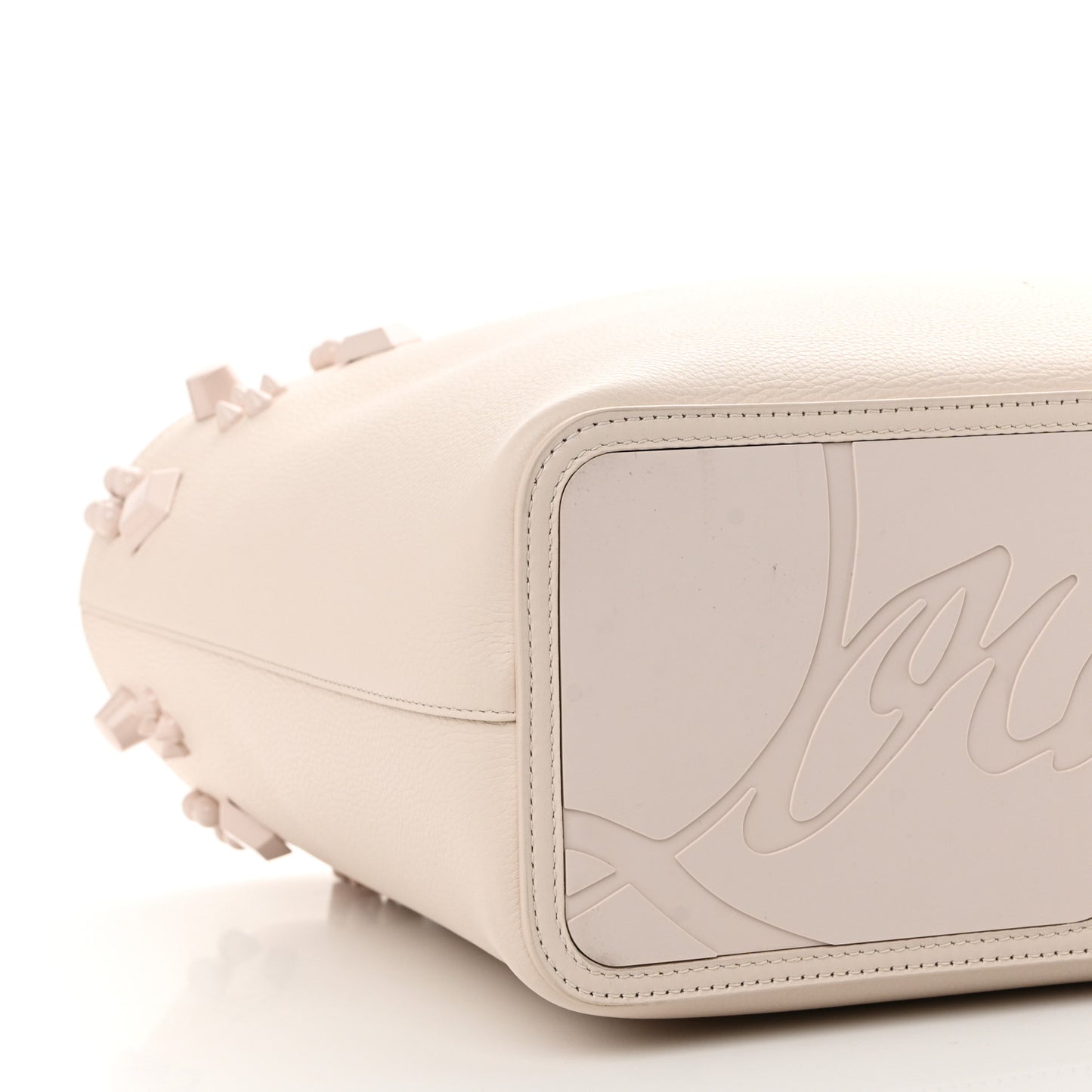 Calfskin Empire Spike Studded East West Cabata Tote Leche