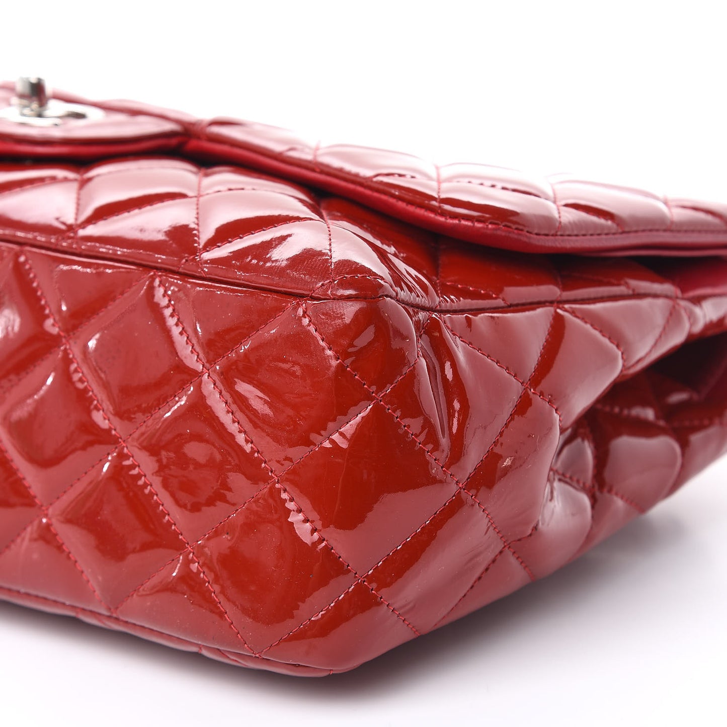 Patent Quilted Jumbo Double Flap Dark Red