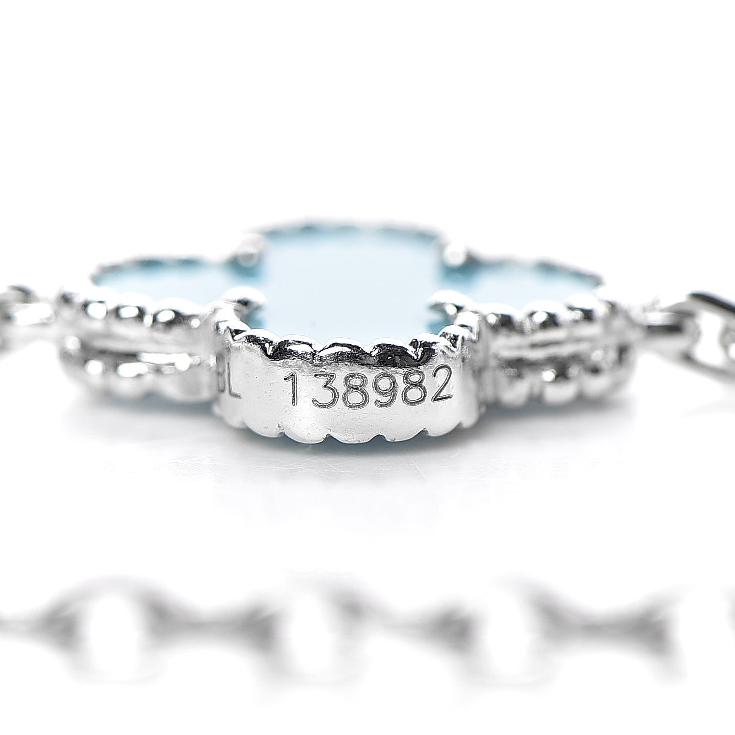 Van Cleef & Arpels 18K White Gold Turquoise 10 Motifs Vintage Alhambra Necklace 5 of 9