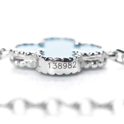 Van Cleef & Arpels 18K White Gold Turquoise 10 Motifs Vintage Alhambra Necklace 5 of 9