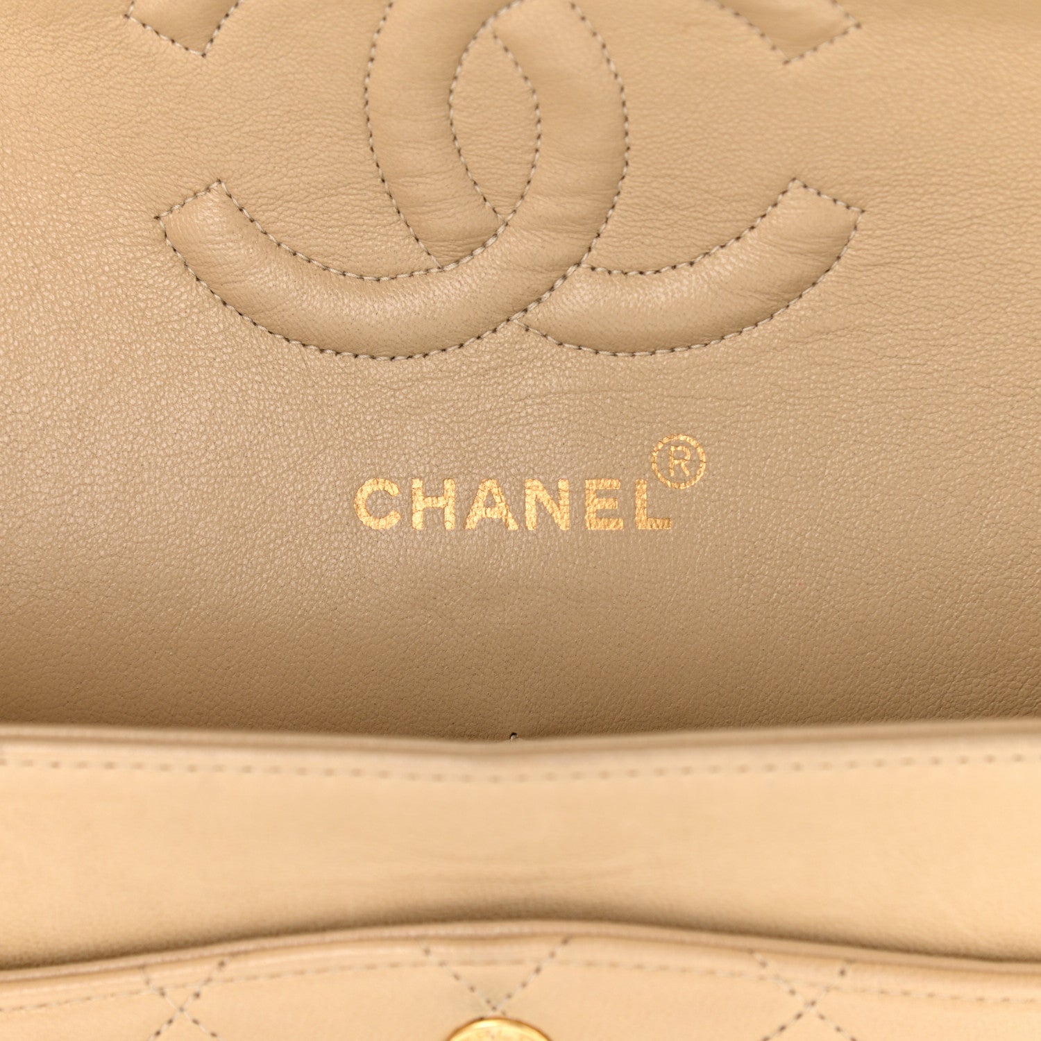 Chanel Lambskin Quilted Medium Double Flap Beige 6 of 20