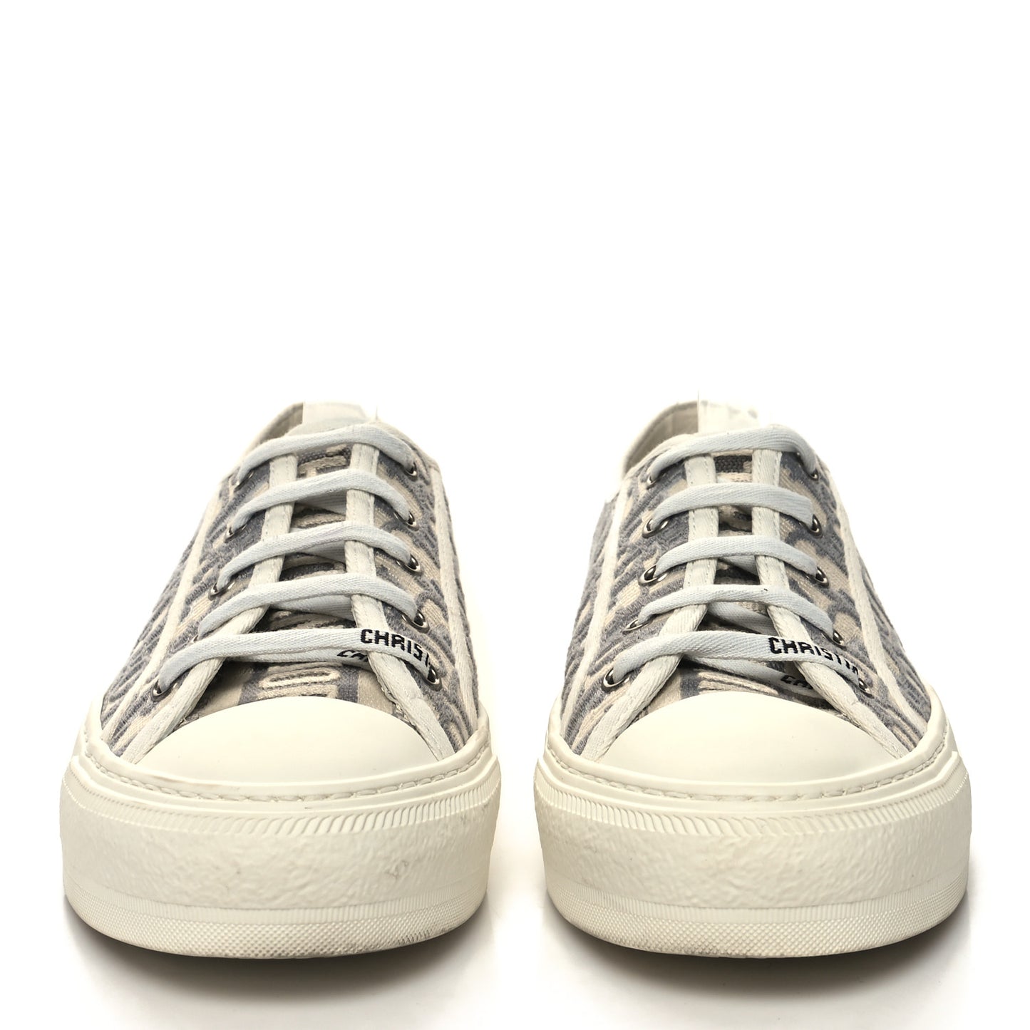 Canvas Oblique Walk'N'Dior Low Top Sneakers 38.5 Grey Stone