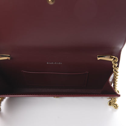 Balenciaga Shiny Calfskin Crocodile Embossed BB Phone Holder Wallet On Chain Dark Red 4 of 7