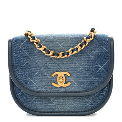 Chanel Washed Denim Quilted Small Messenger Flap Blue 1 of 10