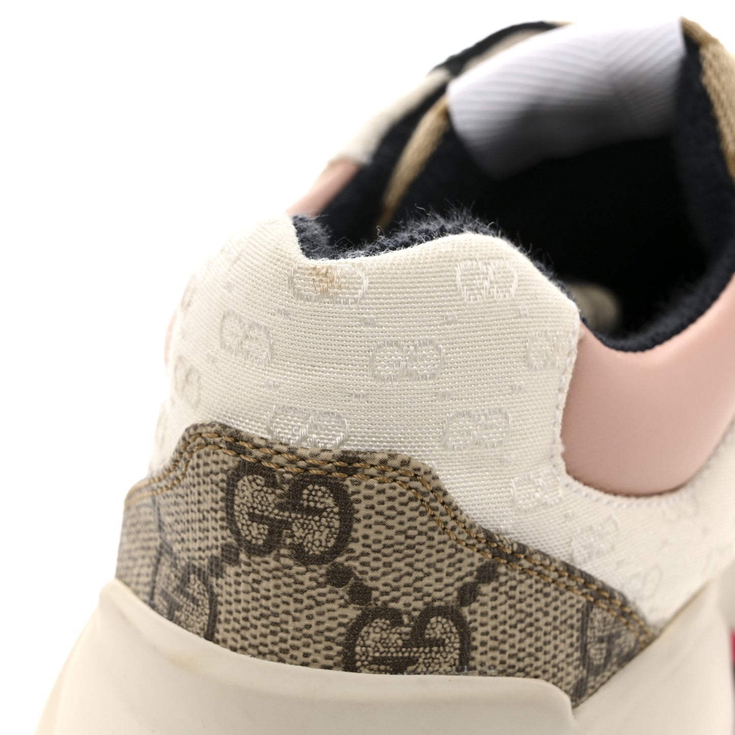 GG Supreme Monogram Mix Monogram Womens Rhyton Sneakers 37.5 London Blue Beige Pale Pink