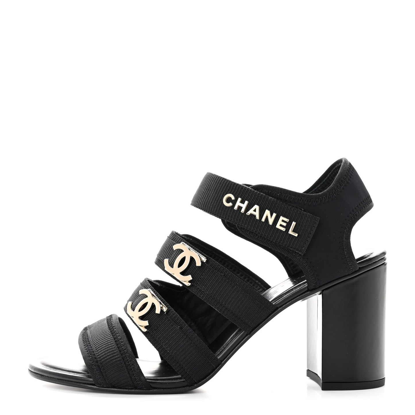 Fabric Metal CC Logo Sandals 40 Black
