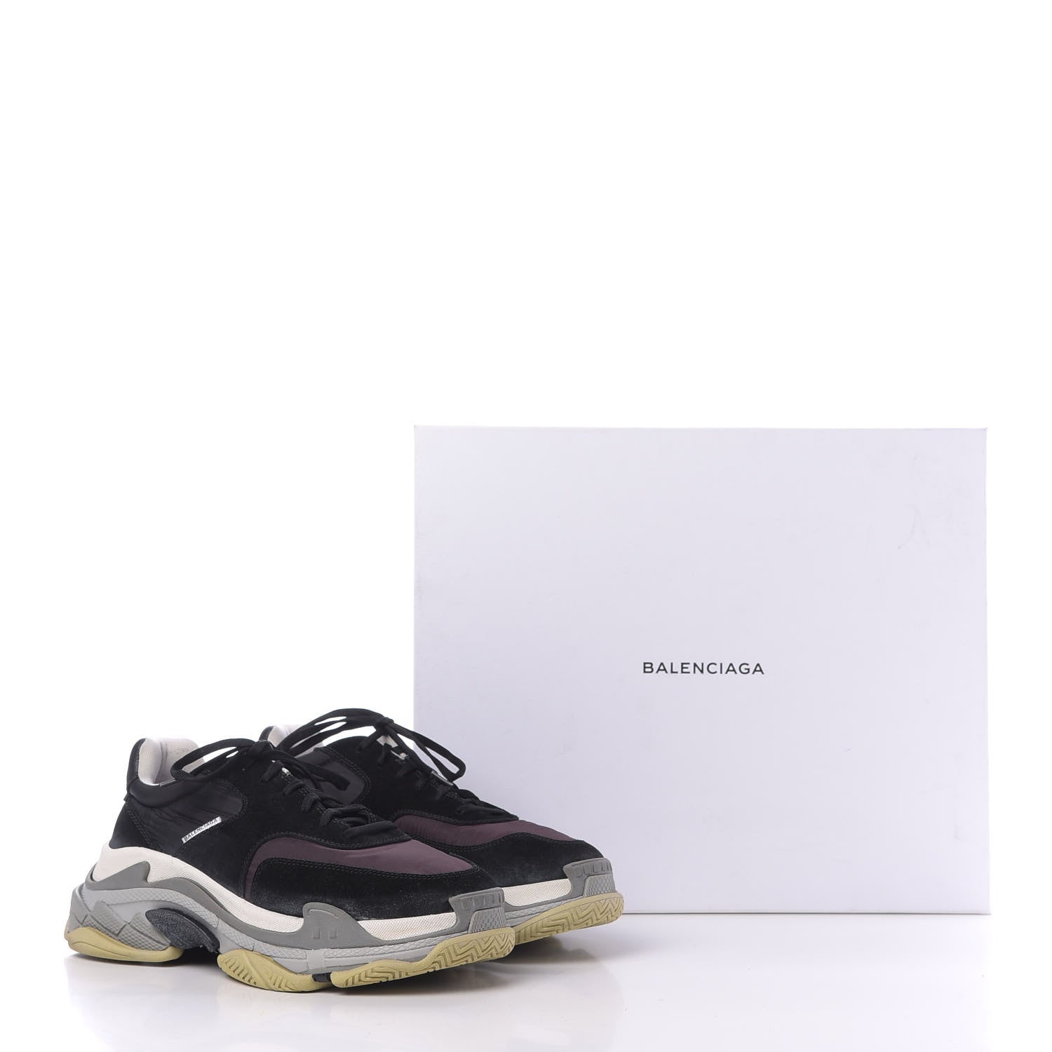 Balenciaga Nylon Suede Mens Triple S 2.0 Sneakers 45 Black Bordeaux 10 of 10