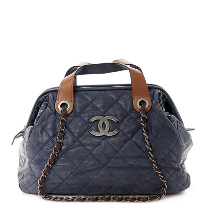 Chanel Iridescent Calfskin Quilted Large In The Mix Tote Navy 1 of 10