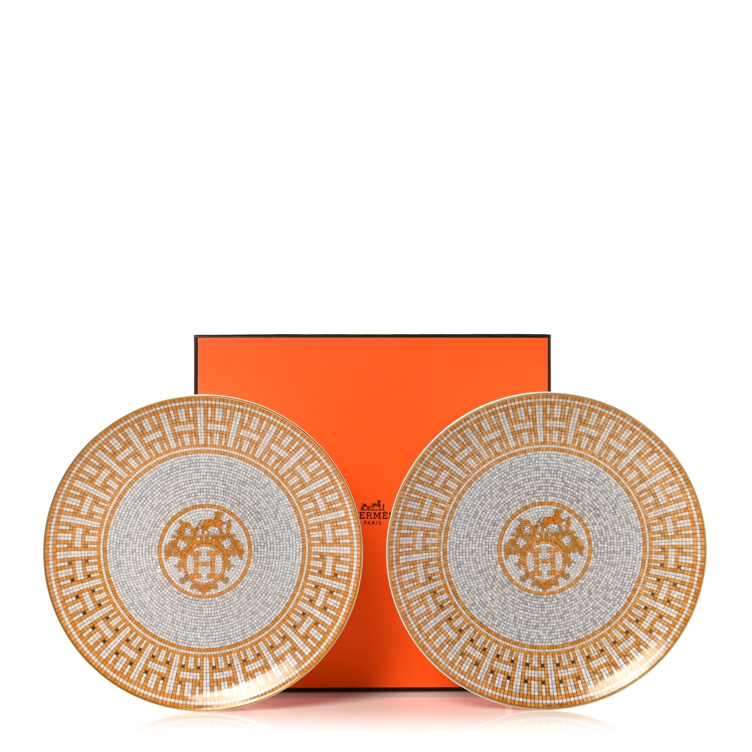 Hermes Porcelain Mosaique au 24 Dessert Plate Set of 2 8 of 8