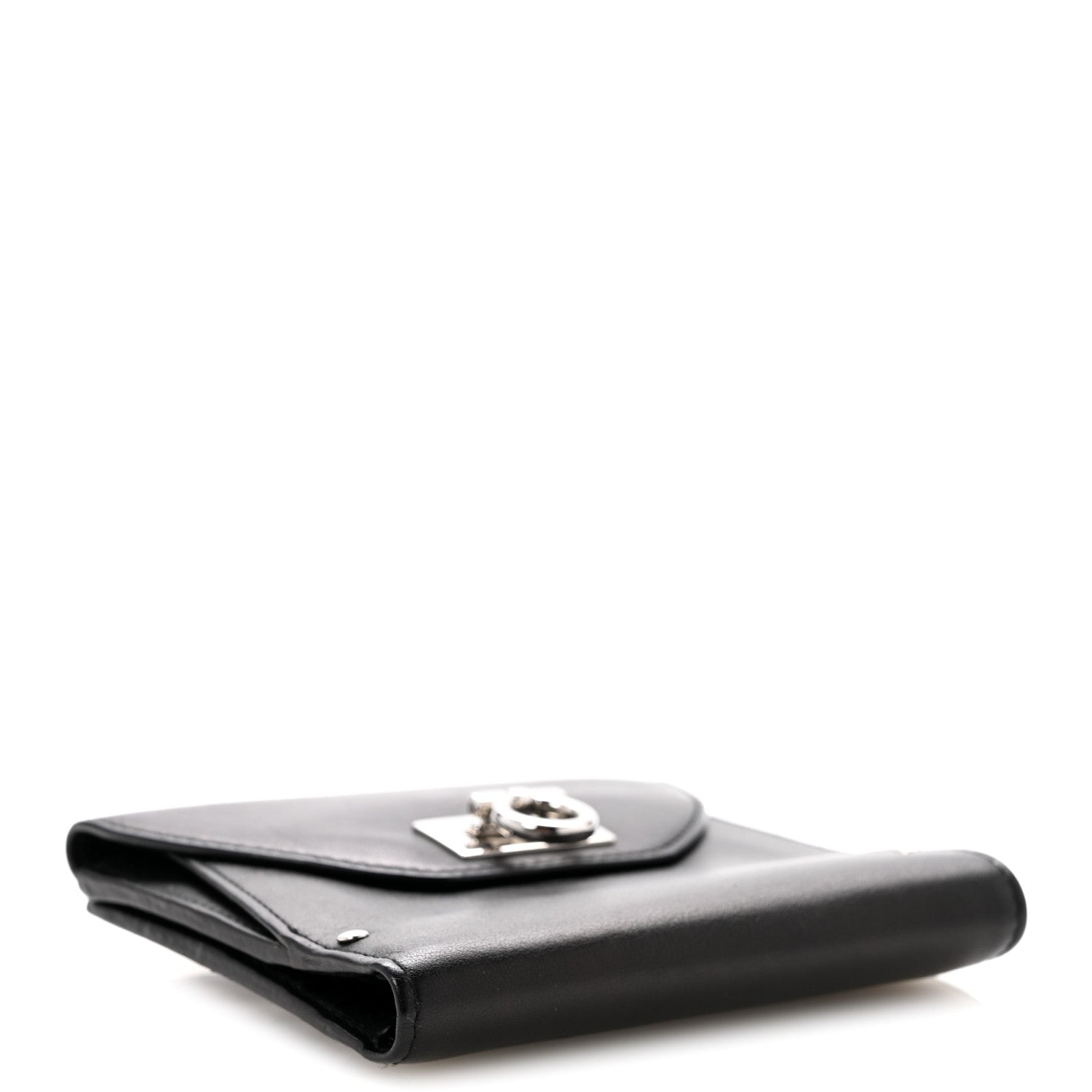Salvatore Ferragamo Calfskin Gancini French Wallet Black 4 of 12