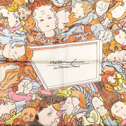 Hermes Silk Metamorphoses Par Paris Scarf 90 Cendre Brun Jaune 3 of 5