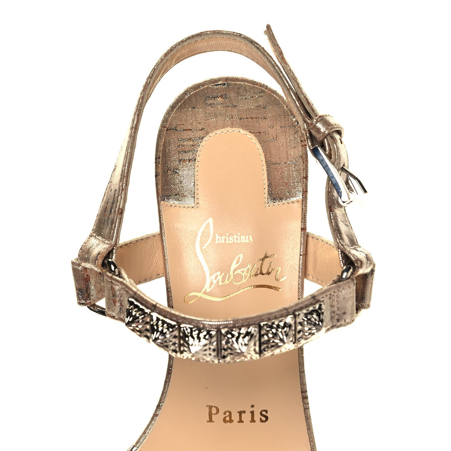 Cork Studded Pyradiams 110 Platform Sandals 35 Silver