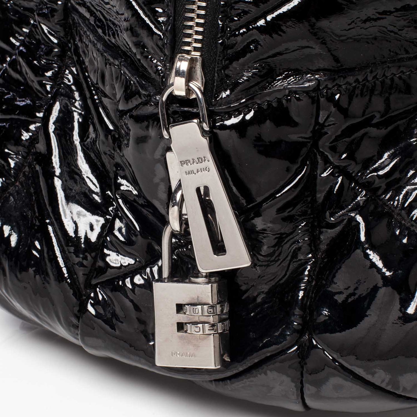 Vernice Chevron Dome Satchel Black