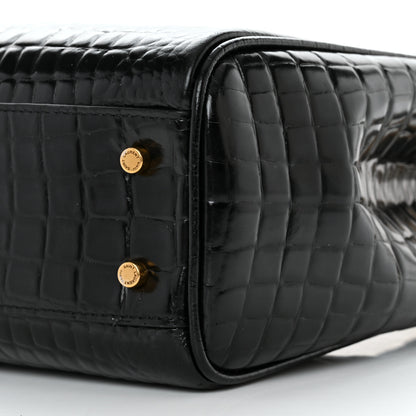 Saint Laurent Shiny Calfskin Crocodile Embossed Claude Tote Black 11 of 12