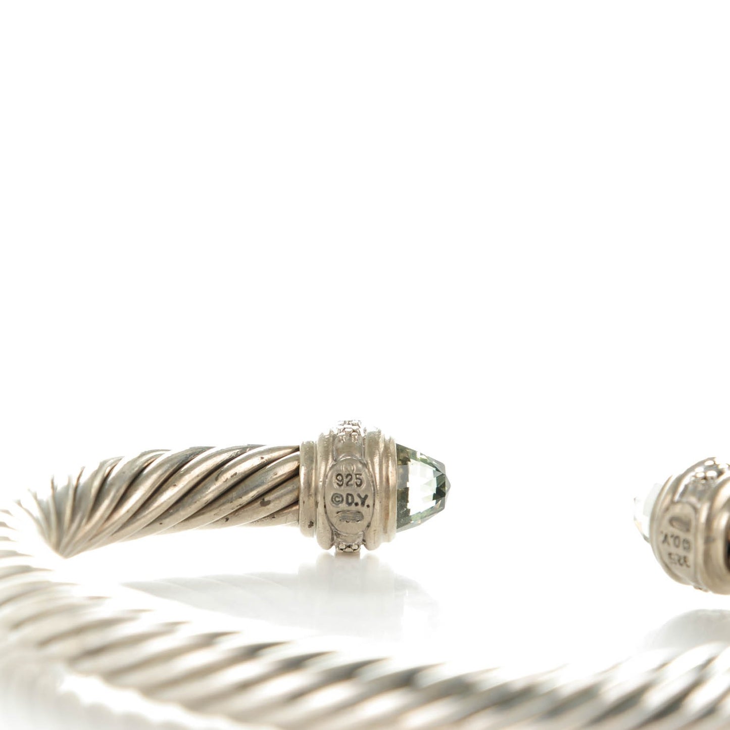Sterling Silver Diamond Prasiolite 7mm Cable Classics Bracelet