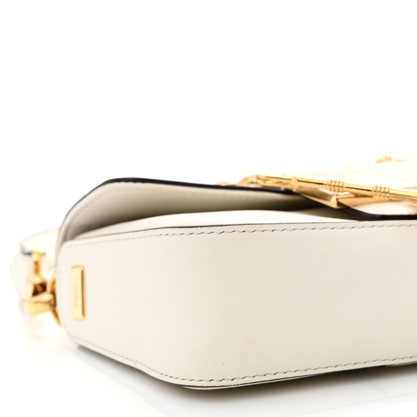 X VERSACE Vitello Seta Fendace Mini Brooch Baguette White Ice