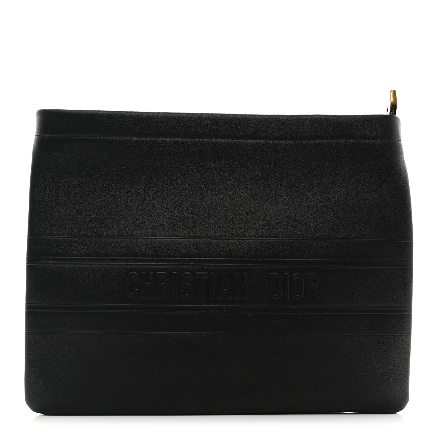 Christian Dior Calfskin Medium Diordouble Zip Pouch Black 1 of 6