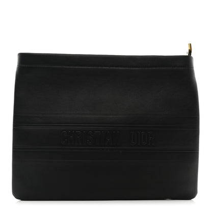 Christian Dior Calfskin Medium Diordouble Zip Pouch Black 1 of 6