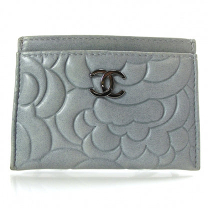 Chanel Lambskin Camellia Card Holder Blue 1 of 9