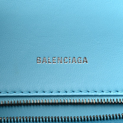 Balenciaga Shiny Calfskin Python Effect Small Hourglass Top Handle Bag Azur Black 6 of 12