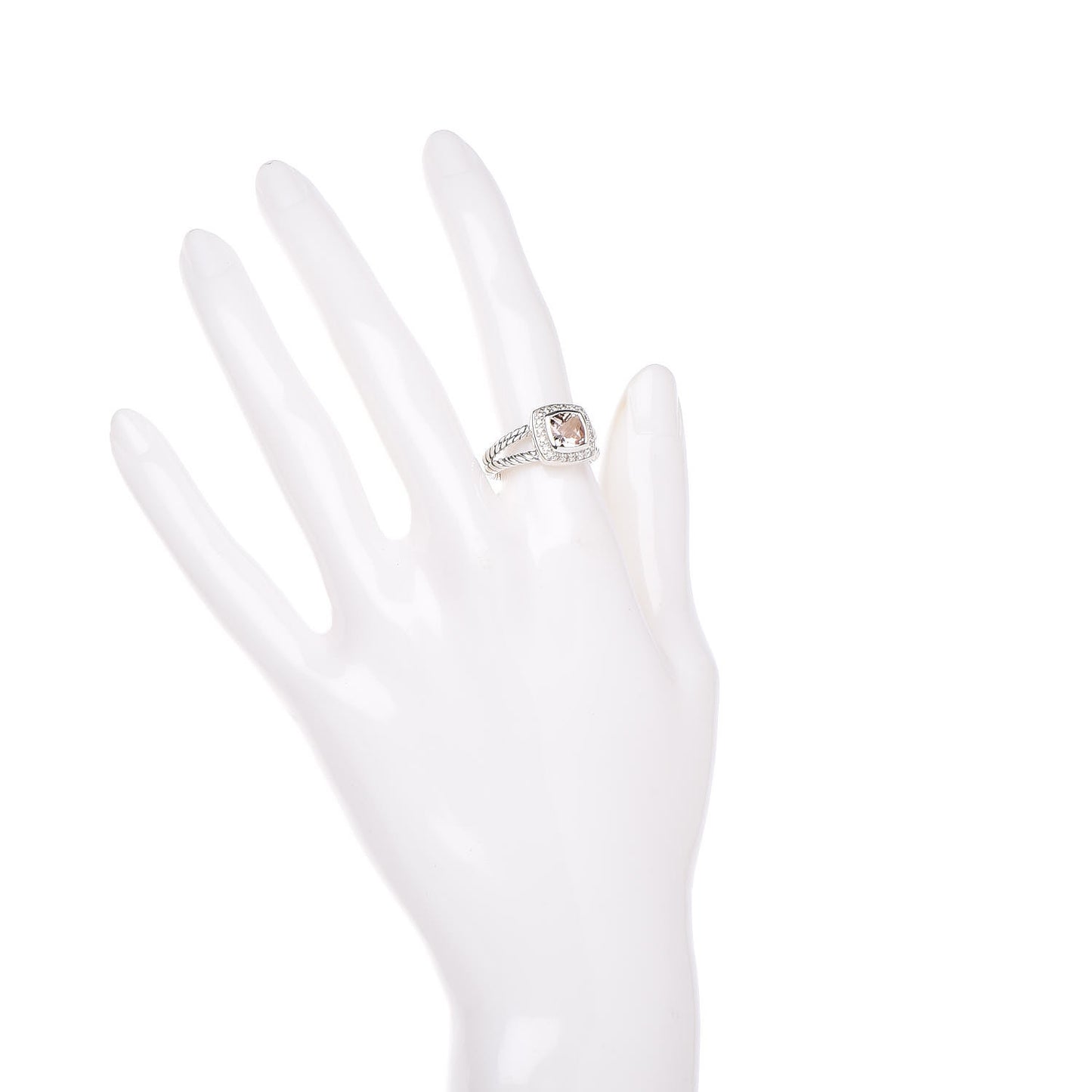 Sterling Silver Diamond Morganite 7mm Petite Albion Ring 50 5.5