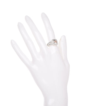 David Yurman Sterling Silver Diamond Morganite 7mm Petite Albion Ring 50 5.5 2 of 5