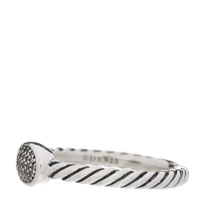 David Yurman Sterling Silver Diamond Petite Pave Oval Ring 52 6 2 of 7