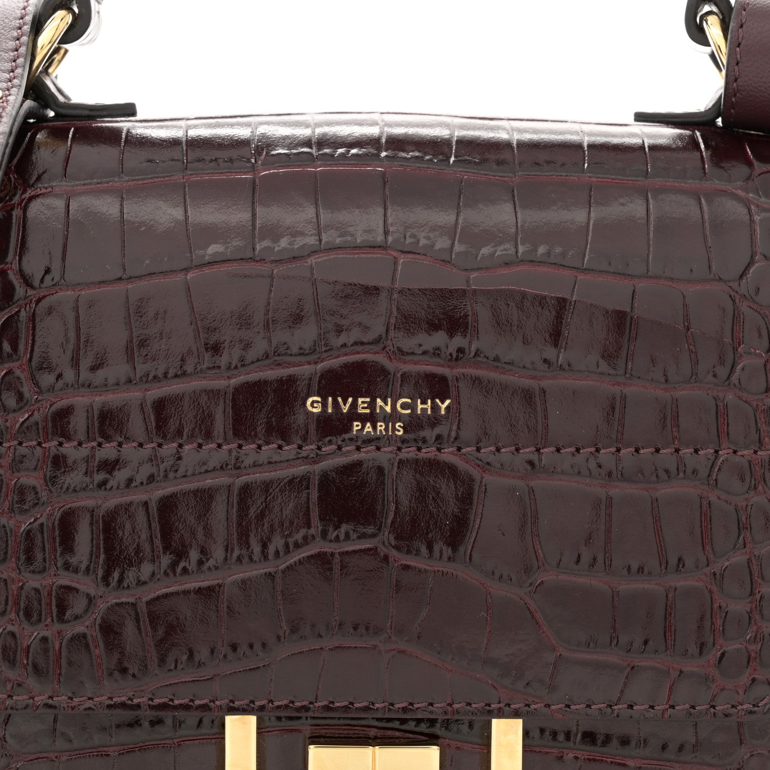 Givenchy Calfskin Crocodile Embossed Eden Mini Top Handle Burgundy 8 of 10