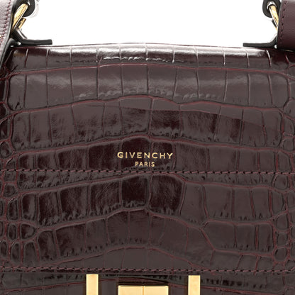 Givenchy Calfskin Crocodile Embossed Eden Mini Top Handle Burgundy 8 of 10