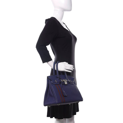 Hermes Togo Swift Officier Birkin 30 Bleu Encre Rouge H 2 of 12