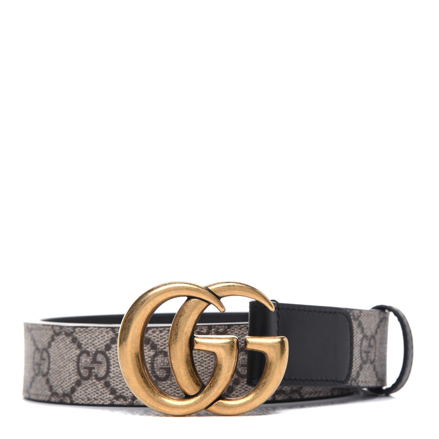 GG Supreme Monogram Matte Plutone Calfskin Double G 30mm Belt 95 38 Beige Ebony Black