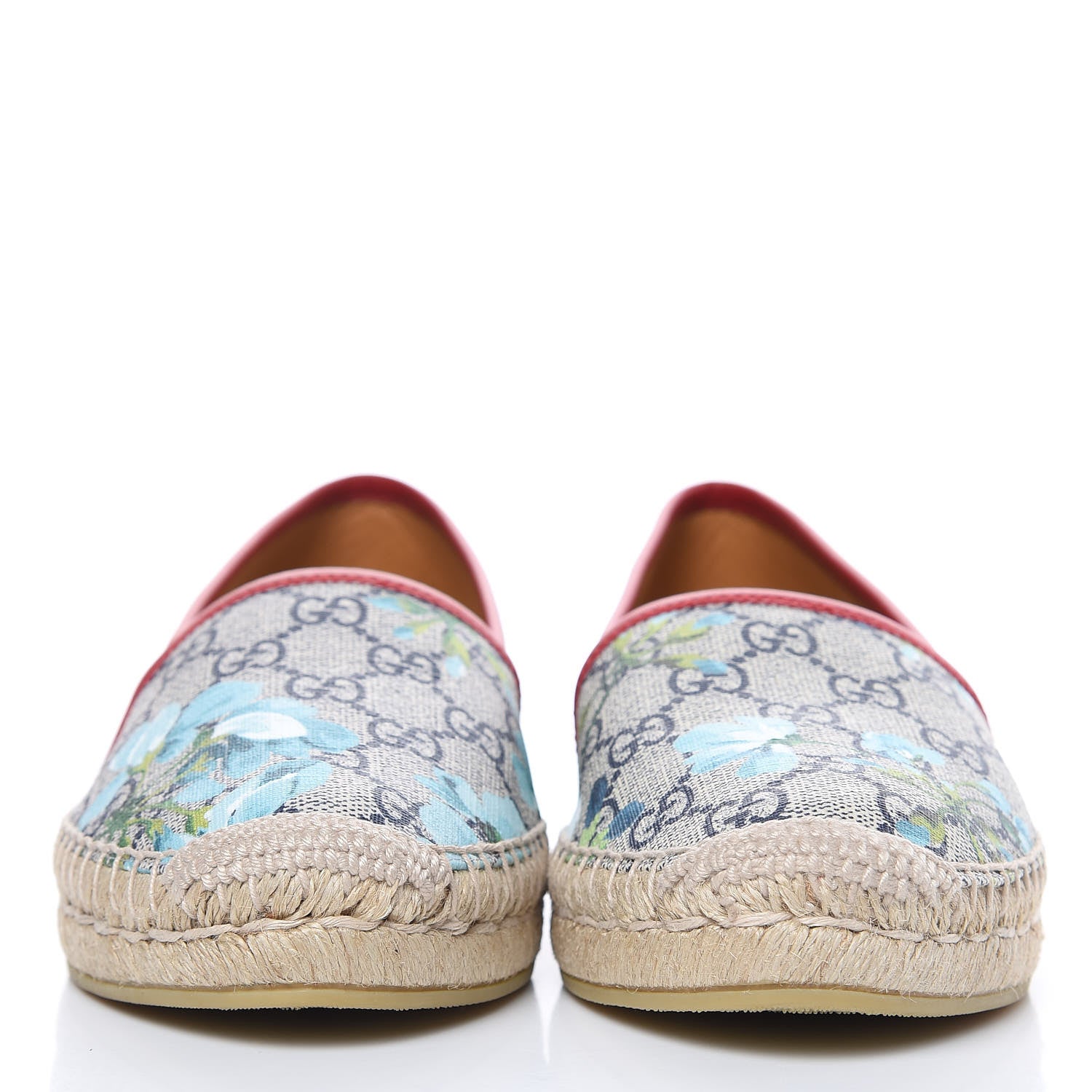 Gucci GG Supreme Monogram Blooms Espadrilles 38.5 Beige Blue Navy Hibiscus Red 2 of 9