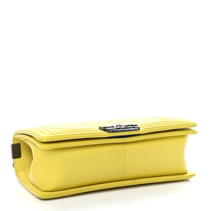 Chanel Calfskin Chevron Quilted Medium Boy Flap Yellow 4 of 9
