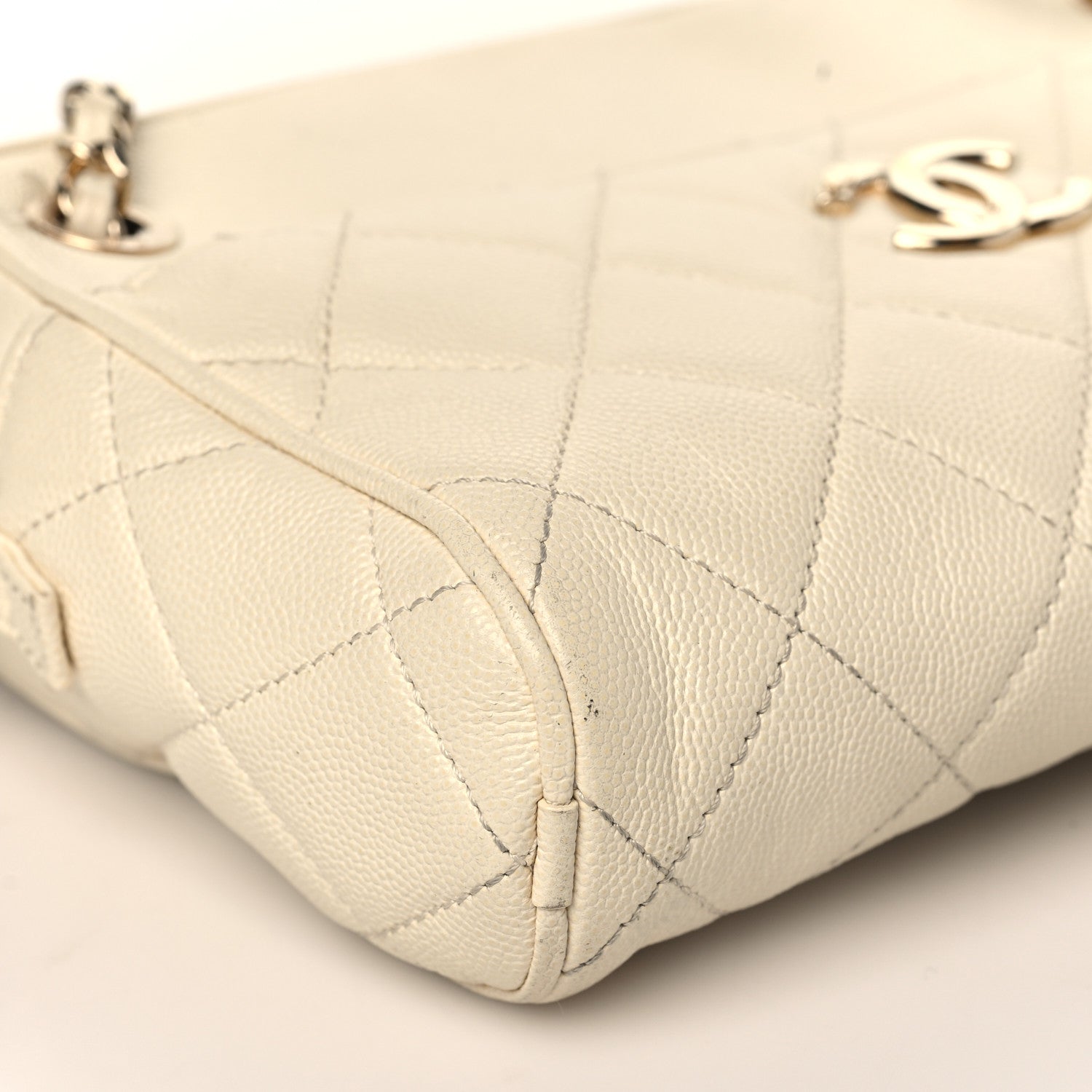 Chanel Caviar Quilted Small In & Out Camera Case White 8 of 10