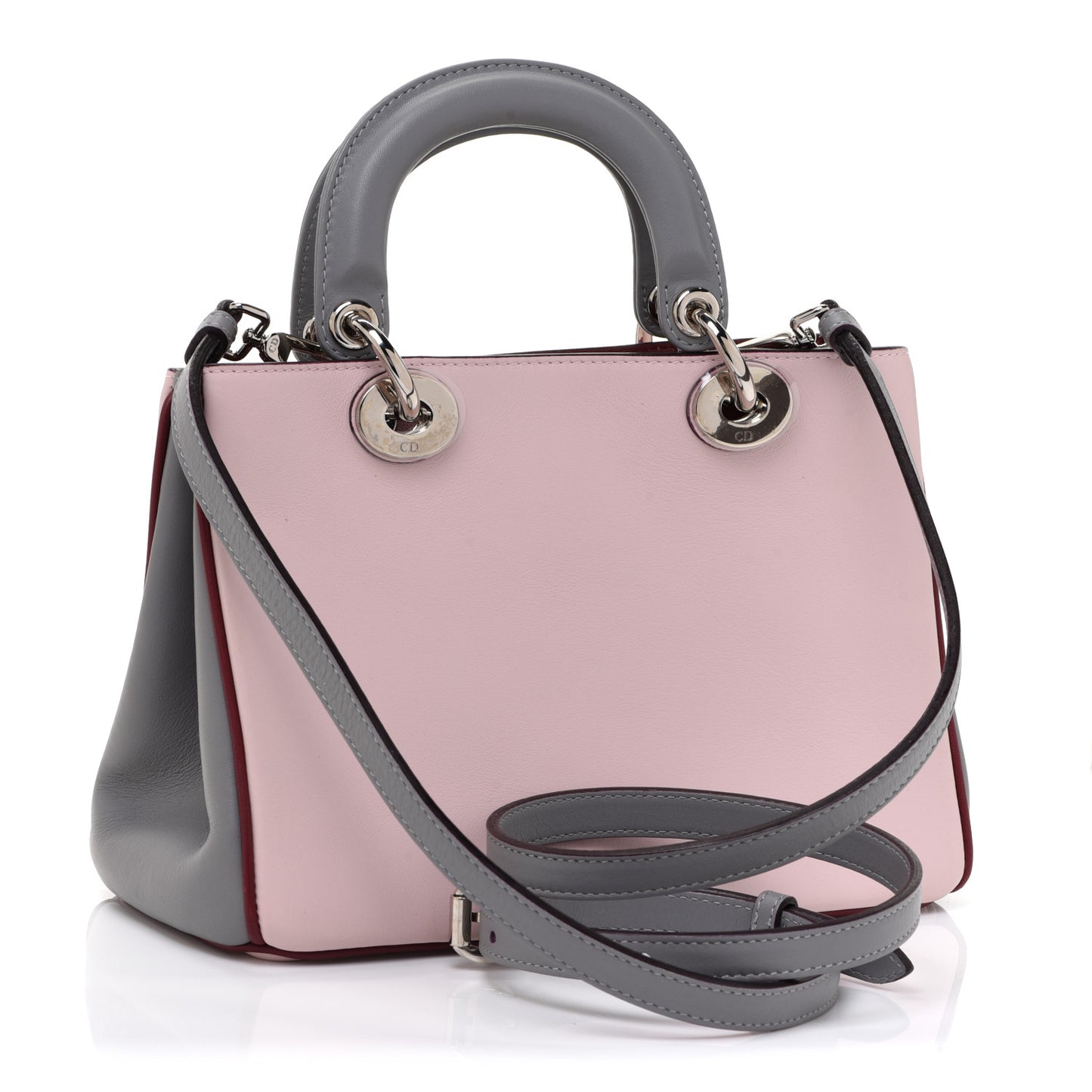 Smooth Calfskin Mini Tri-Color Diorissimo Tote Pink Grey Burgundy
