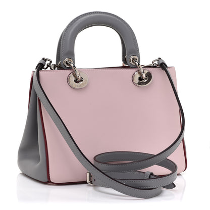 Christian Dior Smooth Calfskin Mini Tri-Color Diorissimo Tote Pink Grey Burgundy 3 of 12