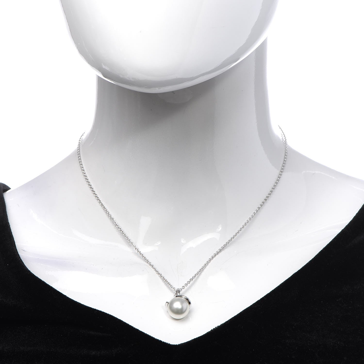 Mikimoto 18K White Gold Diamond White South Sea Pearl 11mm Twist Pendant Necklace 2 of 5